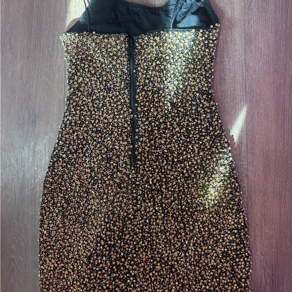 Alice+Olivia ladies black and gold “Giselle” mini slip dress NWT! MSRP: $695 - Picture 5 of 8